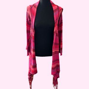 Goddis Knits Linsey Hooded Wrap Sweater With Fringe S/M